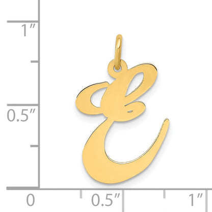 14K Gelbgold 14K Groß Fantasie Schreibschrift Buchstabe E Initiale Charm
