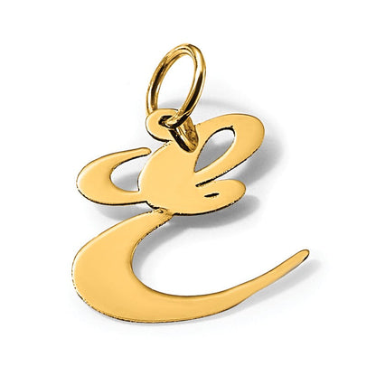 14K Gelbgold 14K Groß Fantasie Schreibschrift Buchstabe E Initiale Charm