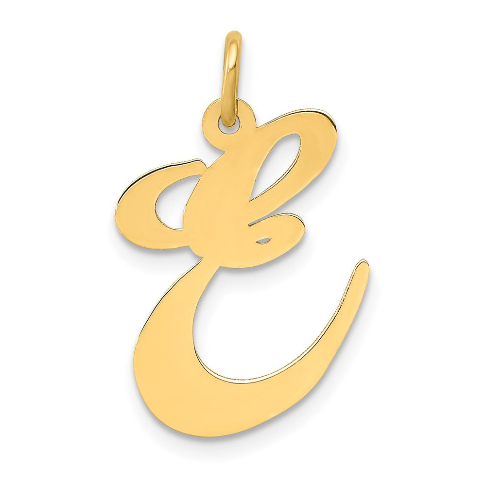 14K Gelbgold 14K Groß Fantasie Schreibschrift Buchstabe E Initiale Charm
