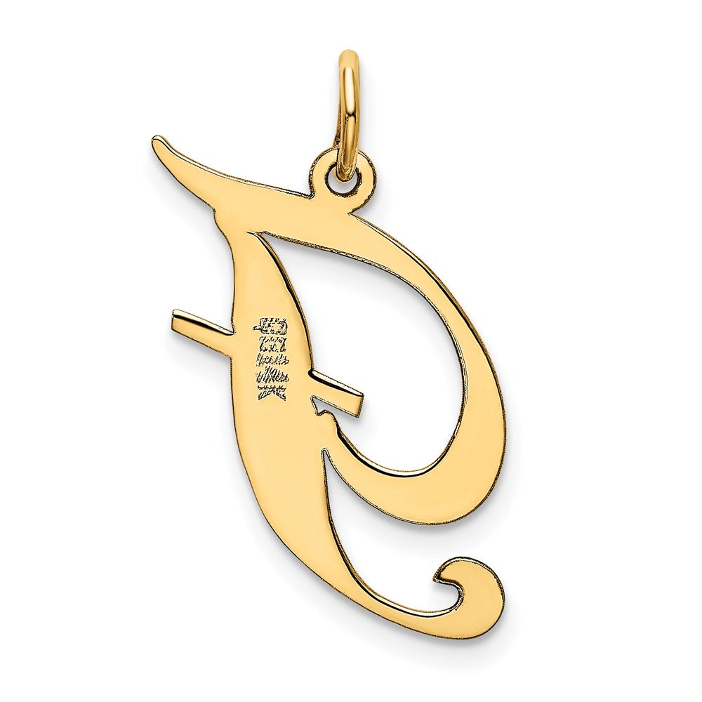 14K Gelbgold 14K Groß Fantasie Schreibschrift Buchstabe F Initiale Charm