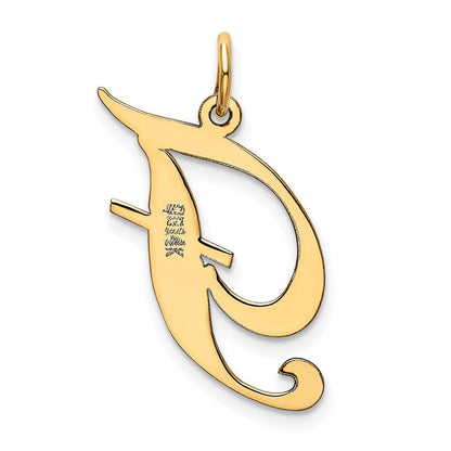 14K Gelbgold 14K Groß Fantasie Schreibschrift Buchstabe F Initiale Charm