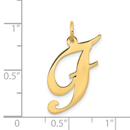 14K Gelbgold 14K Groß Fantasie Schreibschrift Buchstabe F Initiale Charm