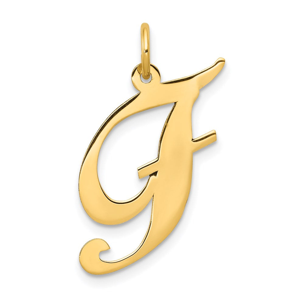 14K Gelbgold 14K Groß Fantasie Schreibschrift Buchstabe F Initiale Charm