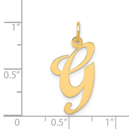 14K Gelbgold 14K Groß Fantasie Schreibschrift Buchstabe G Initiale Charm