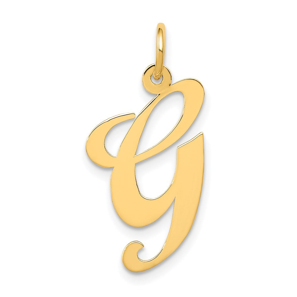 14K Gelbgold 14K Groß Fantasie Schreibschrift Buchstabe G Initiale Charm