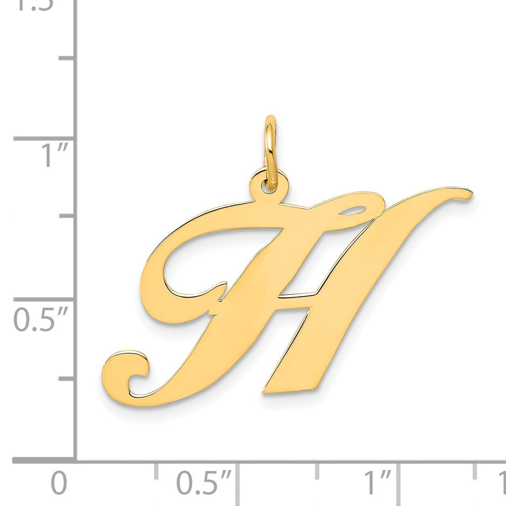 14K Gelbgold 14K Groß Fantasie Schreibschrift Buchstabe H Initiale Charm