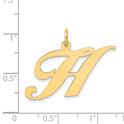 14K Gelbgold 14K Groß Fantasie Schreibschrift Buchstabe H Initiale Charm