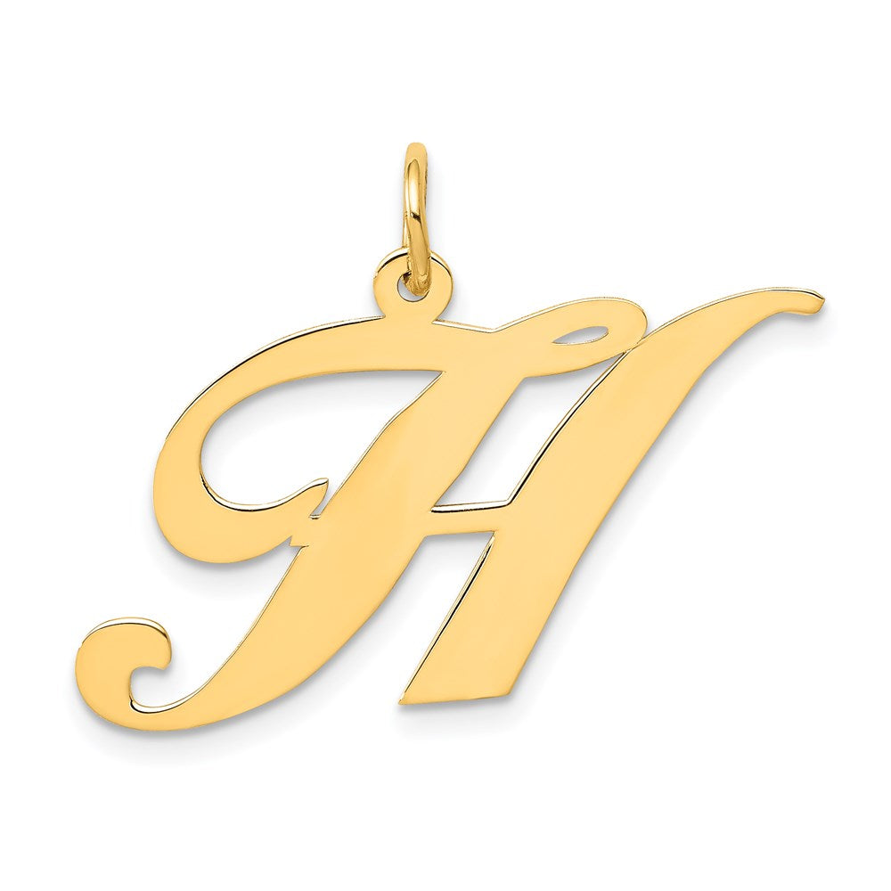 14K Gelbgold 14K Groß Fantasie Schreibschrift Buchstabe H Initiale Charm