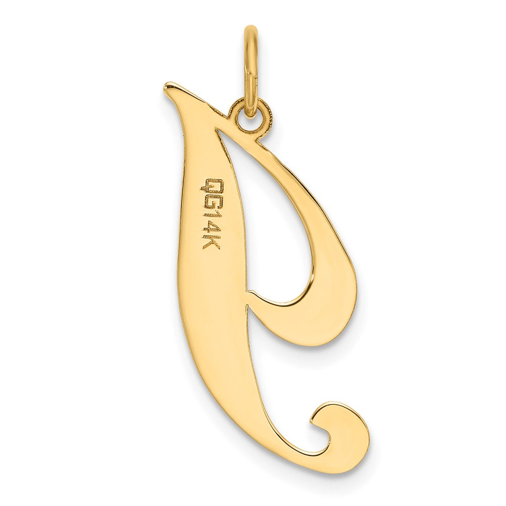 14K Gelbgold 14K Groß Fantasie Schreibschrift Buchstabe I Initiale Charm