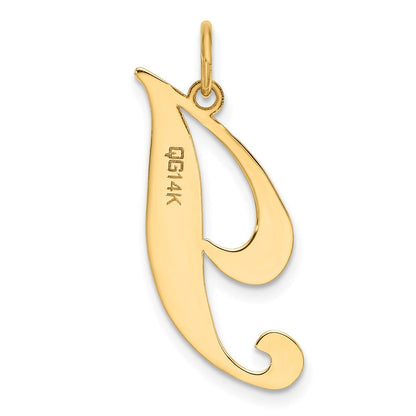 14K Gelbgold 14K Groß Fantasie Schreibschrift Buchstabe I Initiale Charm