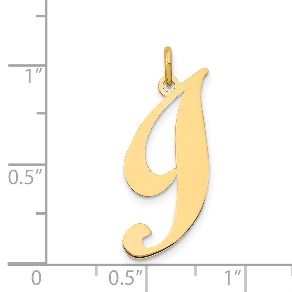 14K Gelbgold 14K Groß Fantasie Schreibschrift Buchstabe I Initiale Charm