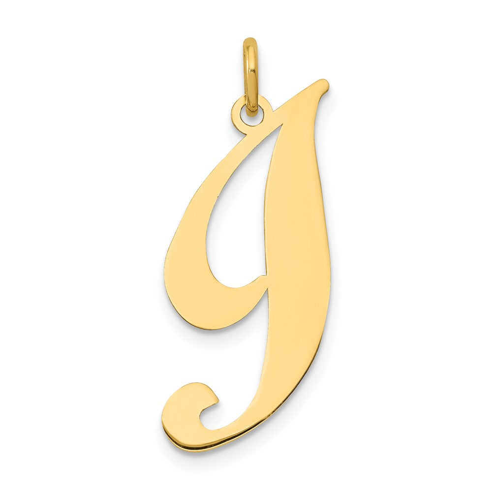 14K Gelbgold 14K Groß Fantasie Schreibschrift Buchstabe I Initiale Charm
