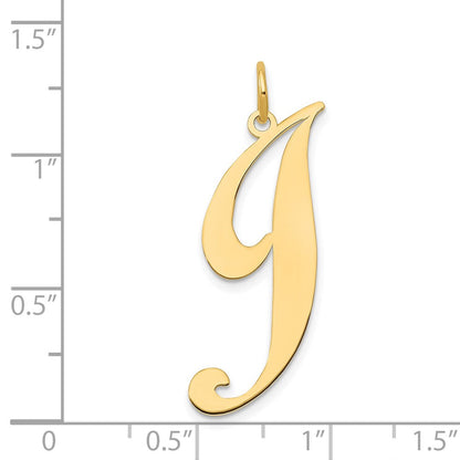 14K Gelbgold 14K Groß Fantasie Schreibschrift Buchstabe J Initiale Charm