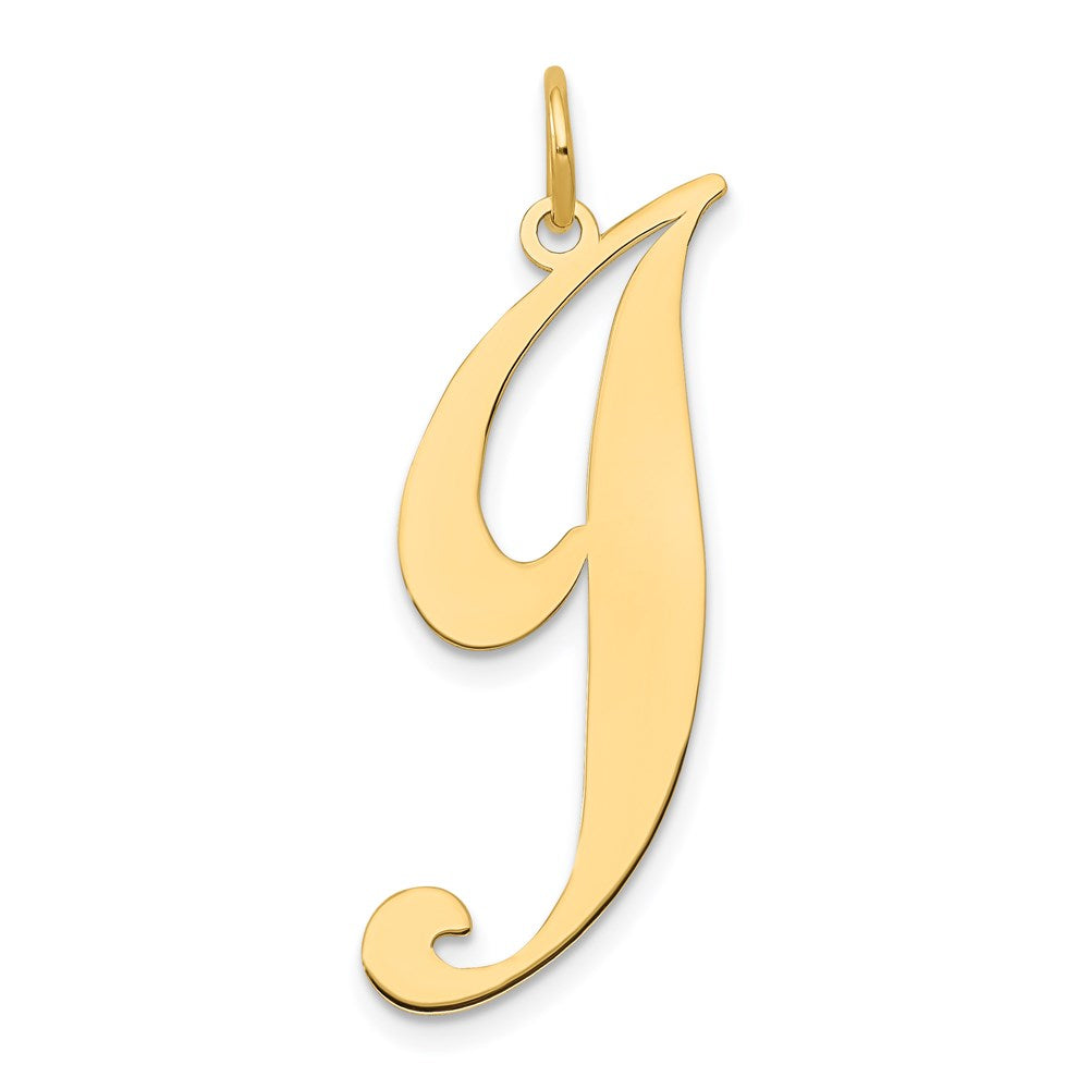 14K Gelbgold 14K Groß Fantasie Schreibschrift Buchstabe J Initiale Charm