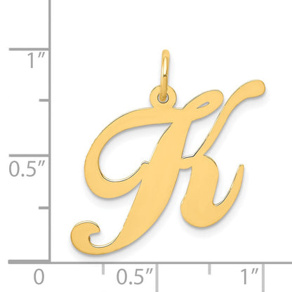 14K Gelbgold 14K Groß Fantasie Schreibschrift Buchstabe K Initiale Charm