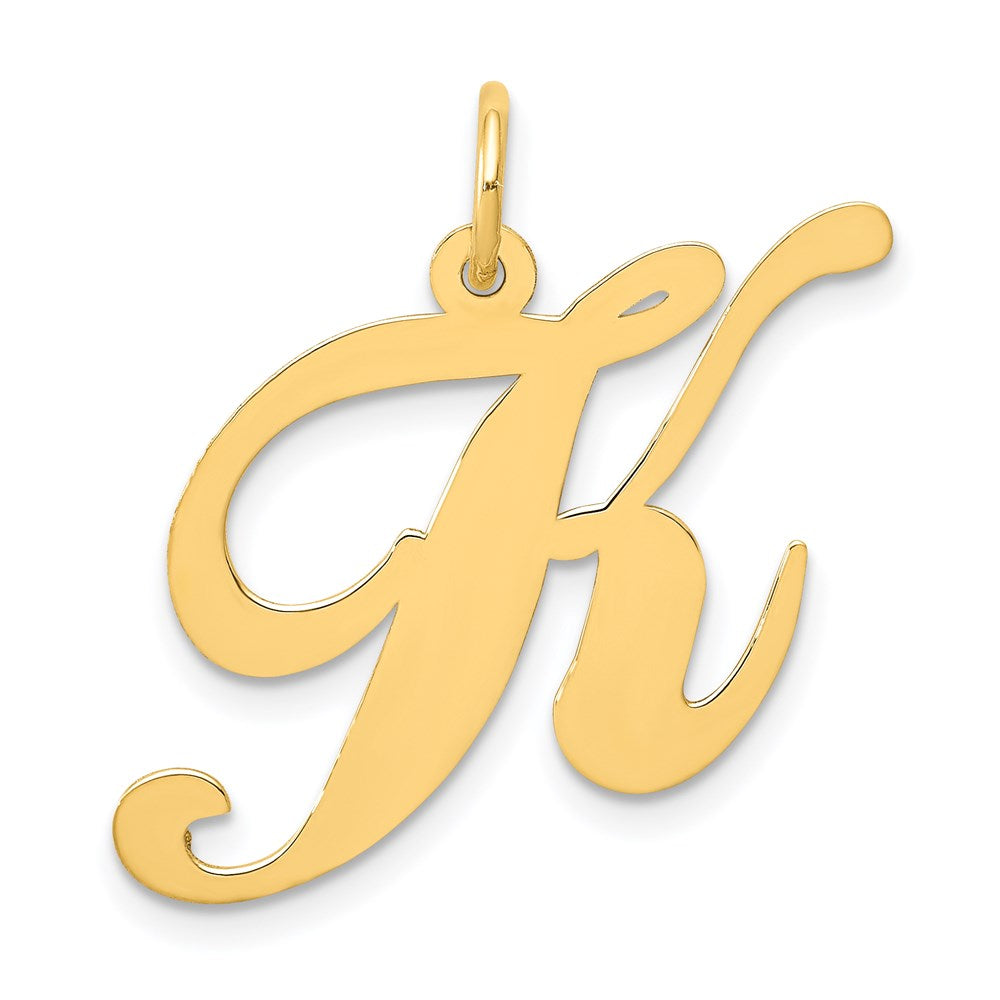 14K Gelbgold 14K Groß Fantasie Schreibschrift Buchstabe K Initiale Charm