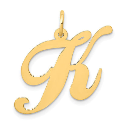 14K Gelbgold 14K Groß Fantasie Schreibschrift Buchstabe K Initiale Charm