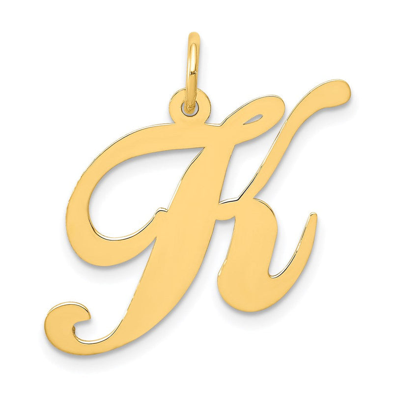 14K Gelbgold 14K Groß Fantasie Schreibschrift Buchstabe K Initiale Charm