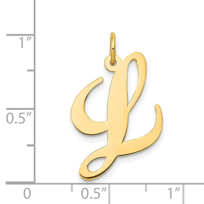 14K Gelbgold 14K Groß Fantasie Schreibschrift Buchstabe L Initiale Charm