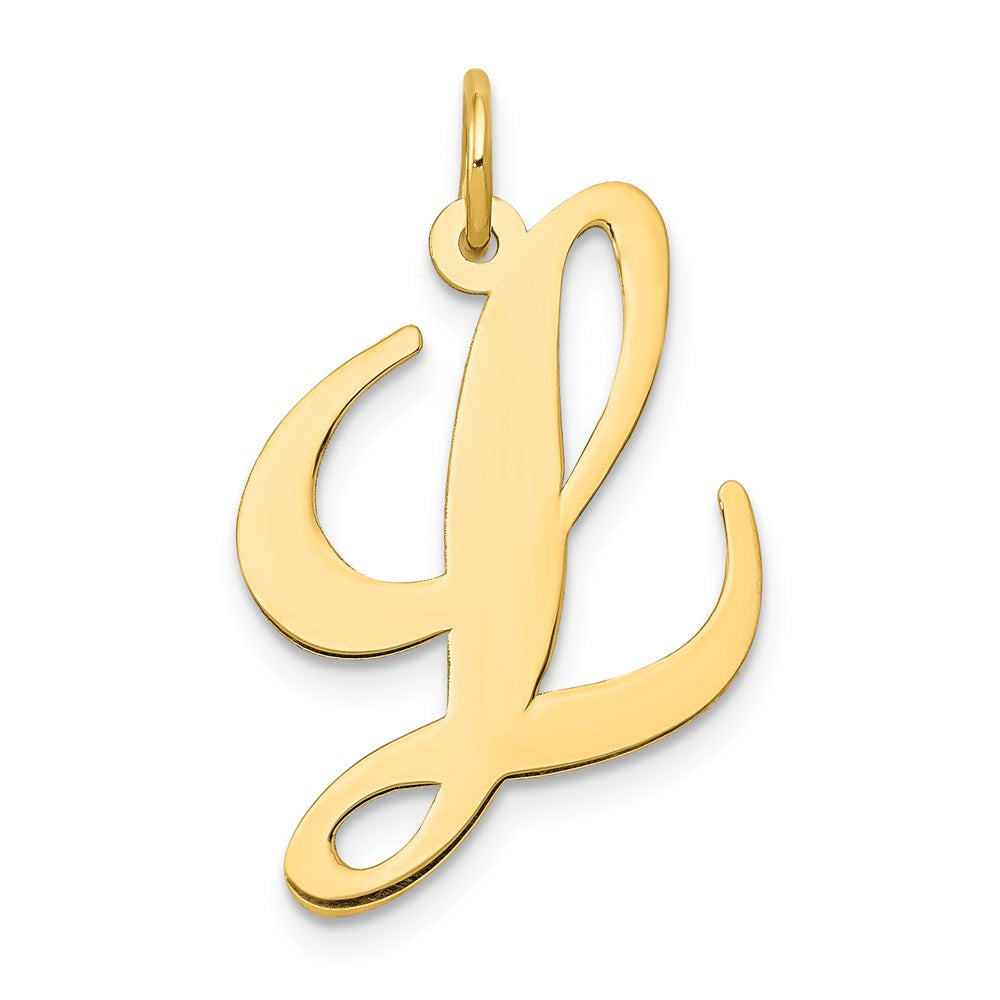 14K Gelbgold 14K Groß Fantasie Schreibschrift Buchstabe L Initiale Charm
