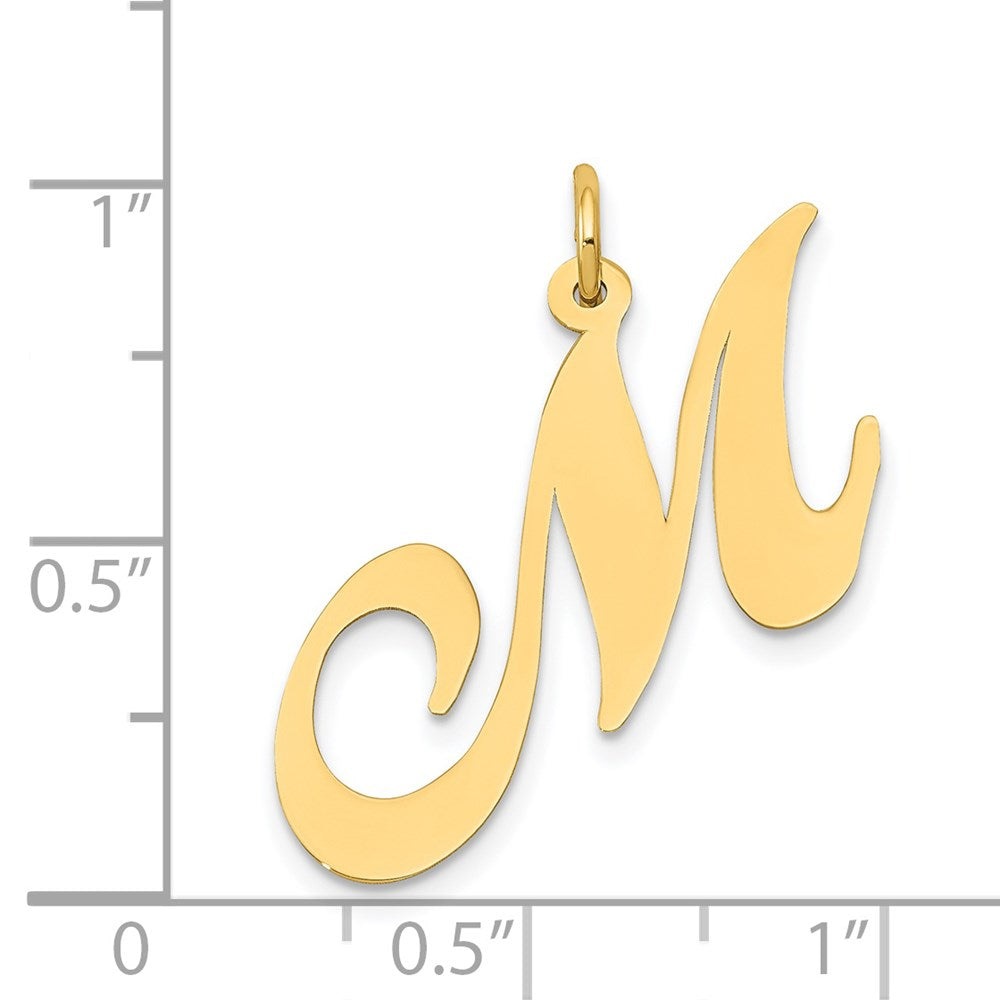 14K Gelbgold 14K Groß Fantasie Schreibschrift Buchstabe M Initiale Charm