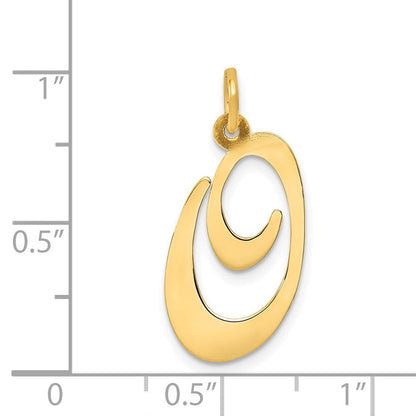 14K Gelbgold 14K Groß Fantasie Schreibschrift Buchstabe O Initiale Charm