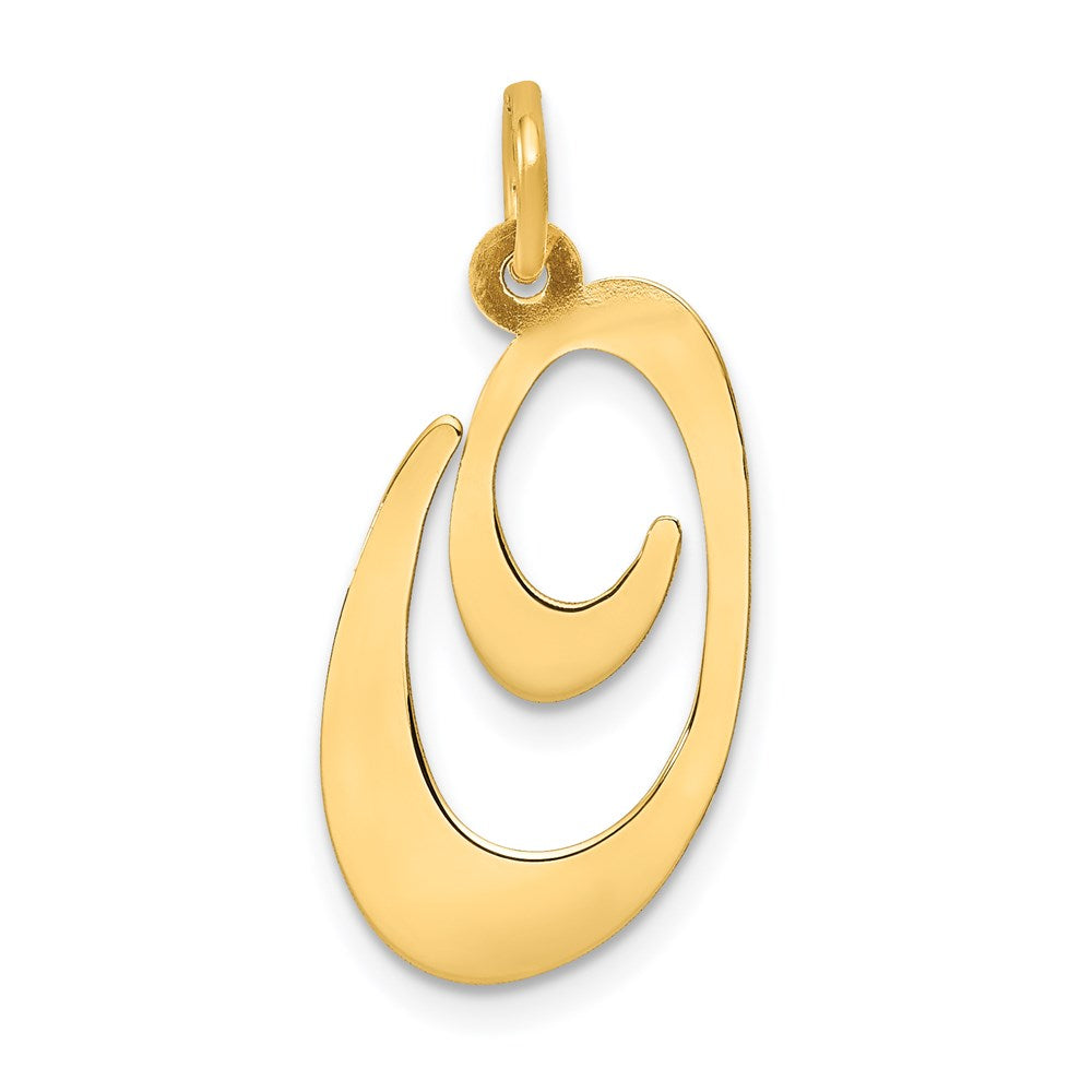 14K Gelbgold 14K Groß Fantasie Schreibschrift Buchstabe O Initiale Charm