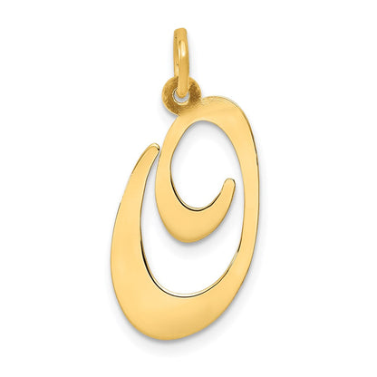 14K Gelbgold 14K Groß Fantasie Schreibschrift Buchstabe O Initiale Charm