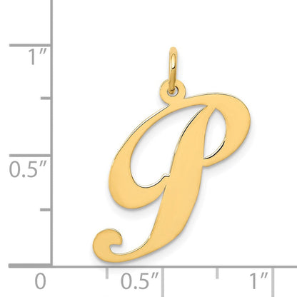 14K Gelbgold 14K Groß Fantasie Schreibschrift Buchstabe P Initiale Charm