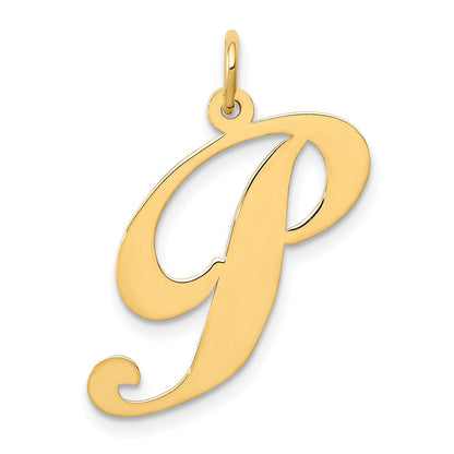 14K Gelbgold 14K Groß Fantasie Schreibschrift Buchstabe P Initiale Charm