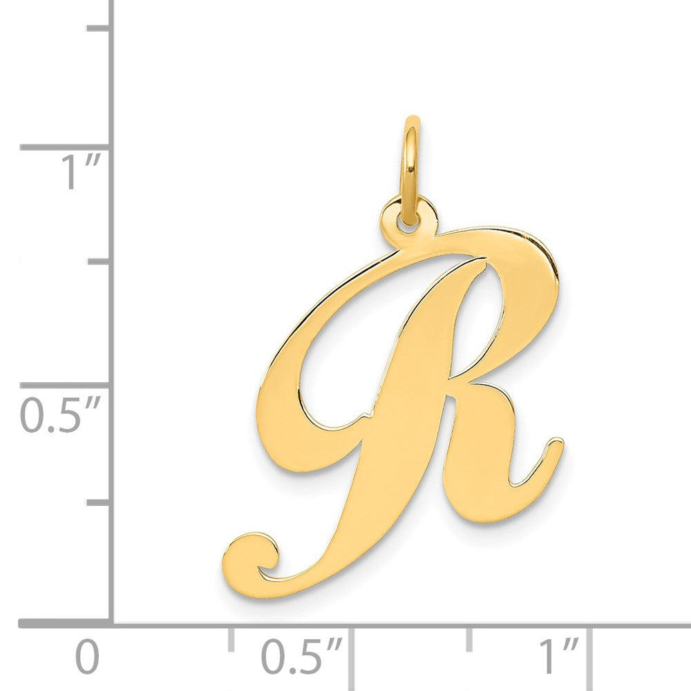 14K Gelbgold 14K Groß Fantasie Schreibschrift Buchstabe R Initiale Charm