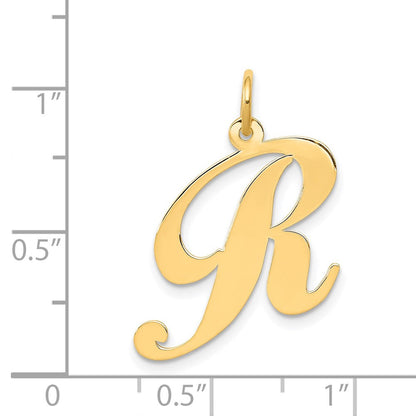 14K Gelbgold 14K Groß Fantasie Schreibschrift Buchstabe R Initiale Charm