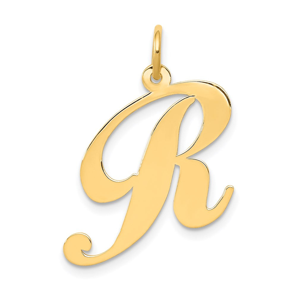 14K Gelbgold 14K Groß Fantasie Schreibschrift Buchstabe R Initiale Charm