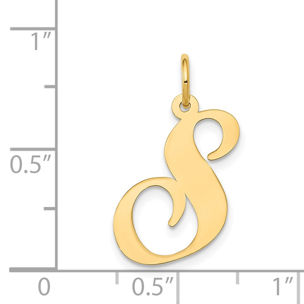 14K Gelbgold 14K Groß Fantasie Schreibschrift Buchstabe S Initiale Charm