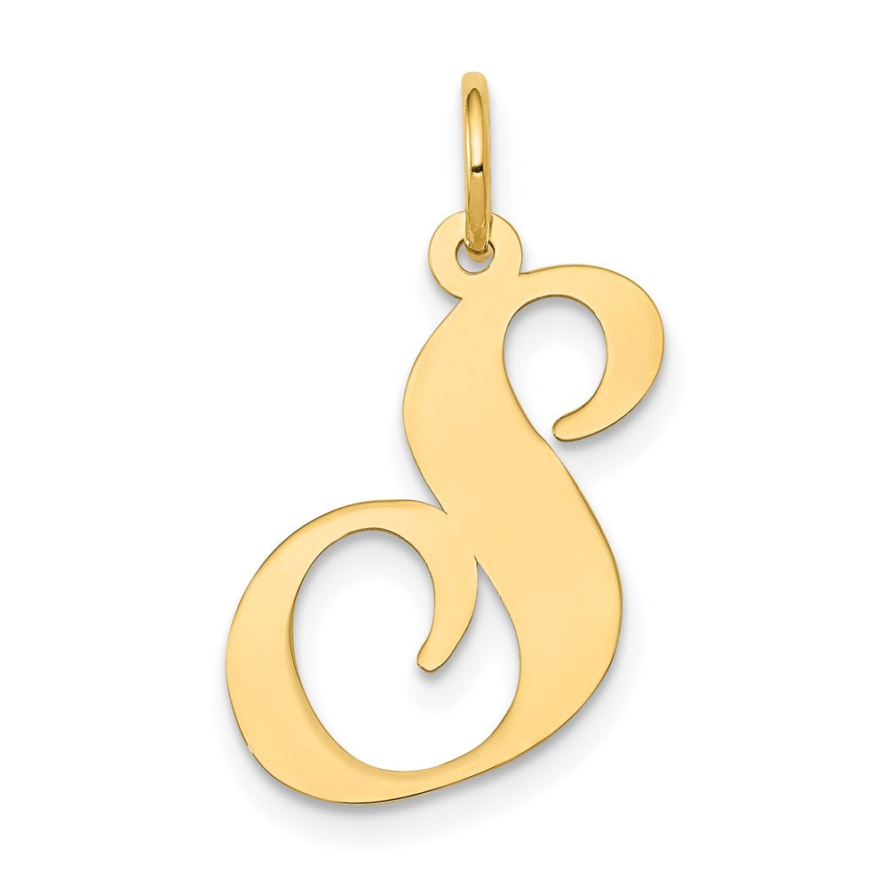 14K Gelbgold 14K Groß Fantasie Schreibschrift Buchstabe S Initiale Charm