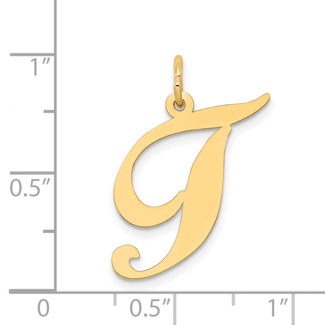 14K Gelbgold 14K Groß Fantasie Schreibschrift Buchstabe T Initiale Charm