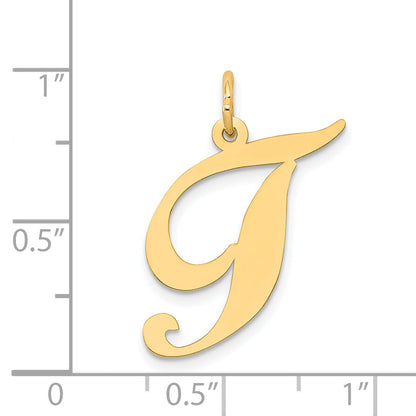 14K Gelbgold 14K Groß Fantasie Schreibschrift Buchstabe T Initiale Charm