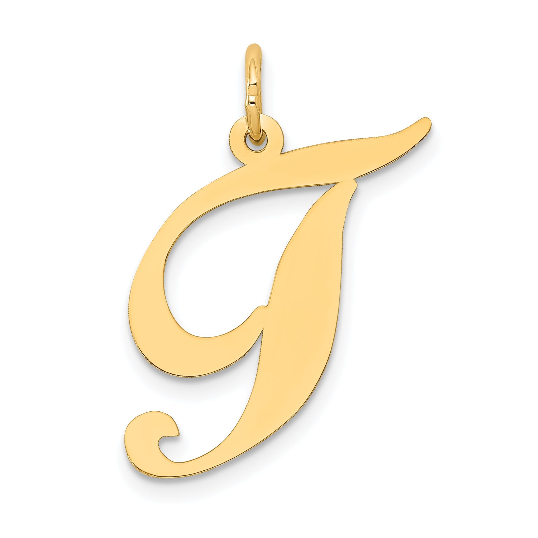 14K Gelbgold 14K Groß Fantasie Schreibschrift Buchstabe T Initiale Charm