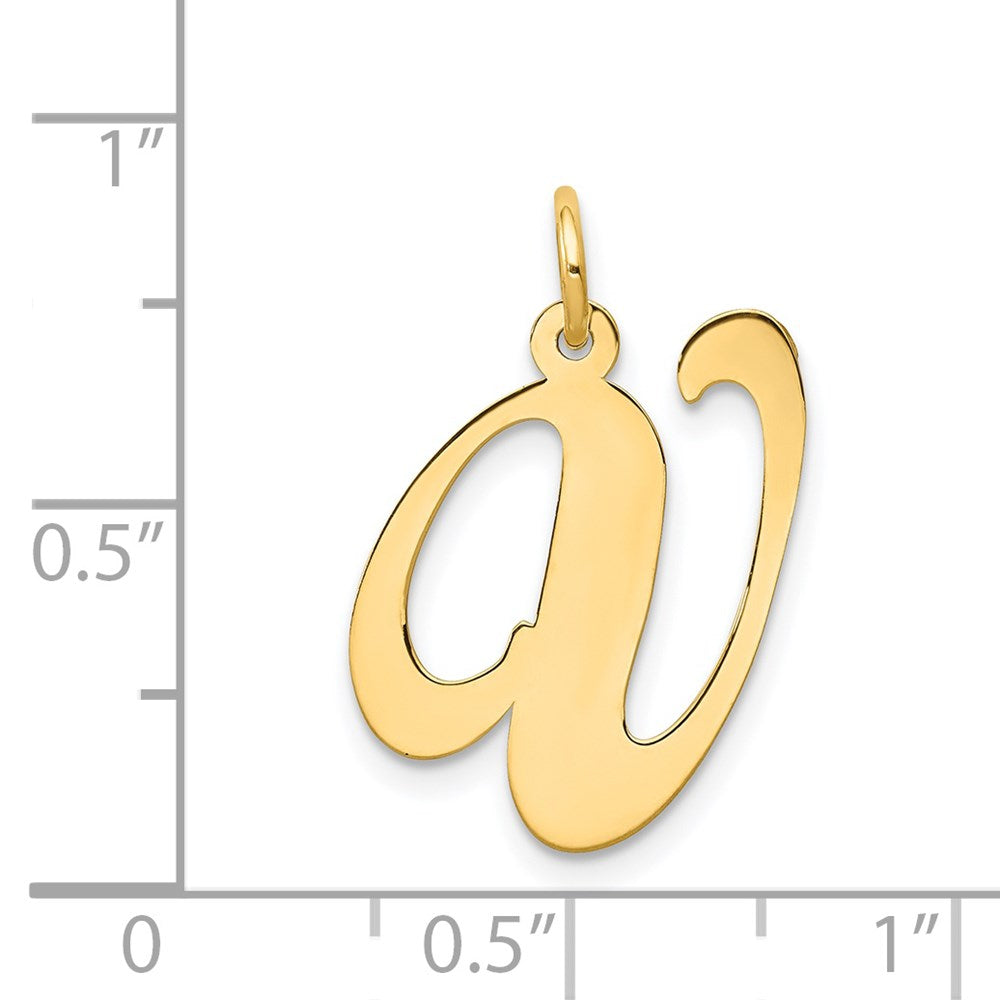 14K Gelbgold 14K Groß Fantasie Schreibschrift Buchstabe V Initiale Charm