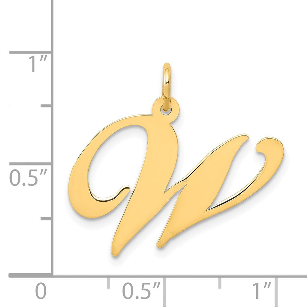 14K Gelbgold 14K Groß Fantasie Schreibschrift Buchstabe W Initiale Charm