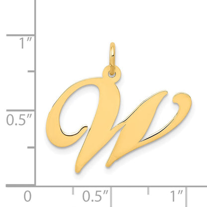 14K Gelbgold 14K Groß Fantasie Schreibschrift Buchstabe W Initiale Charm