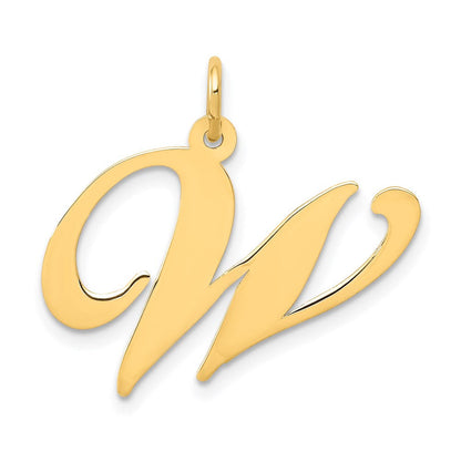 14K Gelbgold 14K Groß Fantasie Schreibschrift Buchstabe W Initiale Charm