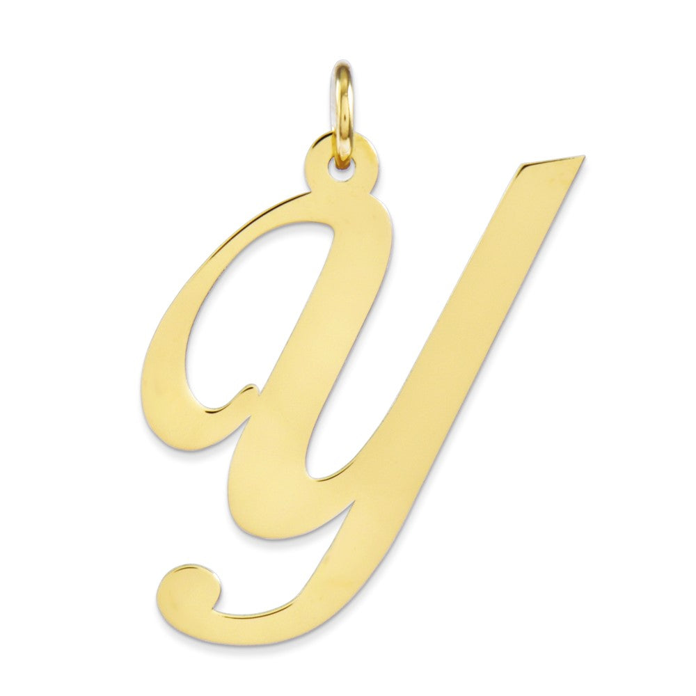 10K Gelbgold Groß Fantasie Schreibschrift Buchstabe Y Initiale Charm