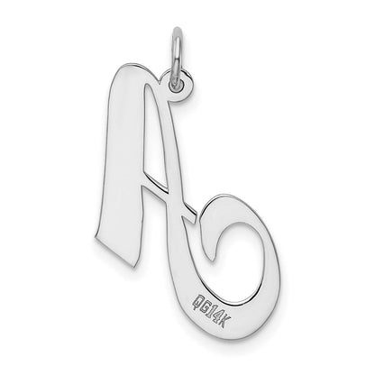 14K Weißgold 14K Weißgold Groß Fantasie Schreibschrift Buchstabe A Initiale Charm