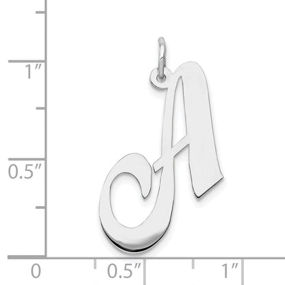 14K Weißgold 14K Weißgold Groß Fantasie Schreibschrift Buchstabe A Initiale Charm
