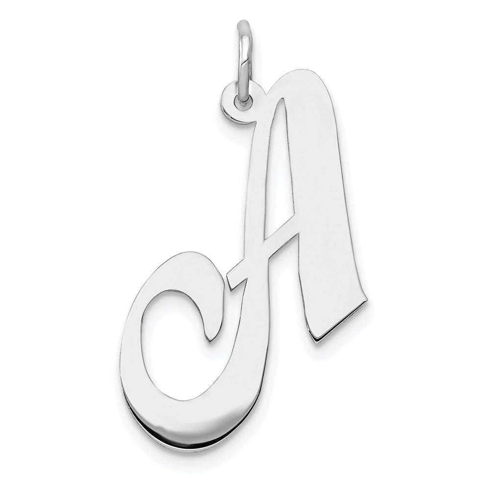 14K Weißgold 14K Weißgold Groß Fantasie Schreibschrift Buchstabe A Initiale Charm