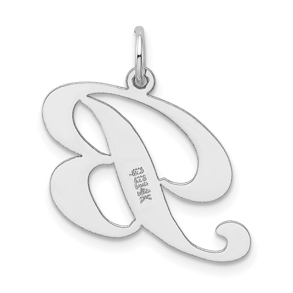 14K Weißgold 14K Weißgold Groß Fantasie Schreibschrift Buchstabe B Initiale Charm