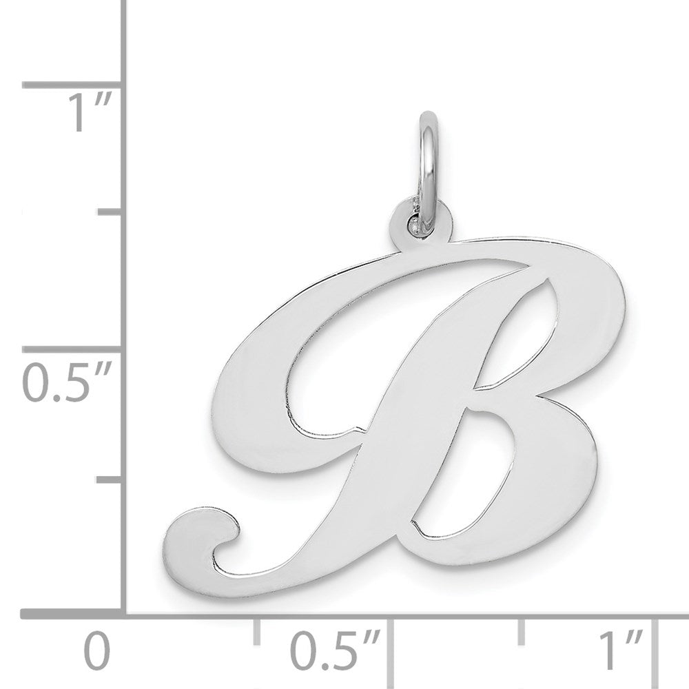 14K Weißgold 14K Weißgold Groß Fantasie Schreibschrift Buchstabe B Initiale Charm