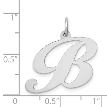 14K Weißgold 14K Weißgold Groß Fantasie Schreibschrift Buchstabe B Initiale Charm