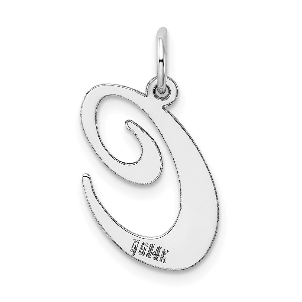 14K Weißgold 14K Weißgold Groß Fantasie Schreibschrift Buchstabe C Initiale Charm